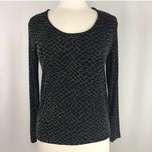 Vtg Western Connection Black Sweater Gold Metallic